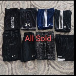 8 boys short set. Adidas, Nike & Under Armor, black and navy colors.
